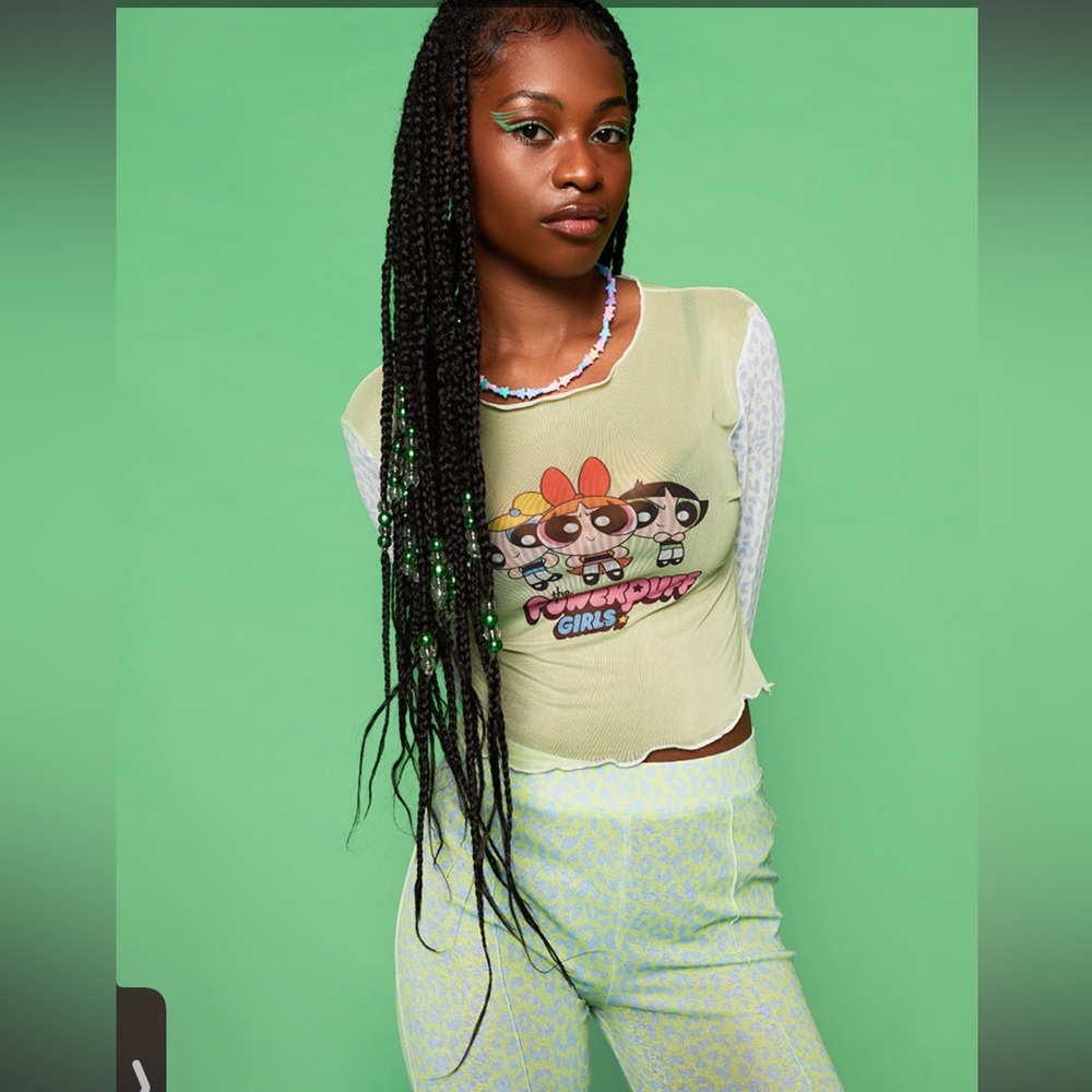 X Powerpuff Girls Leopard Print Mesh Top